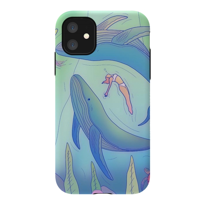 iPhone 11 StrongFit The girl and the whales by Steve Wade (Swade)