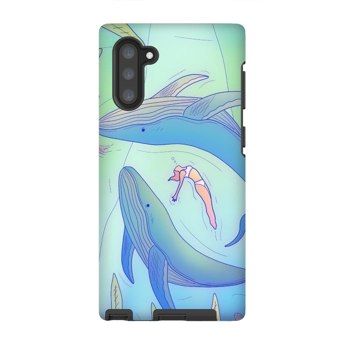 Galaxy Note 10 StrongFit The girl and the whales by Steve Wade (Swade)