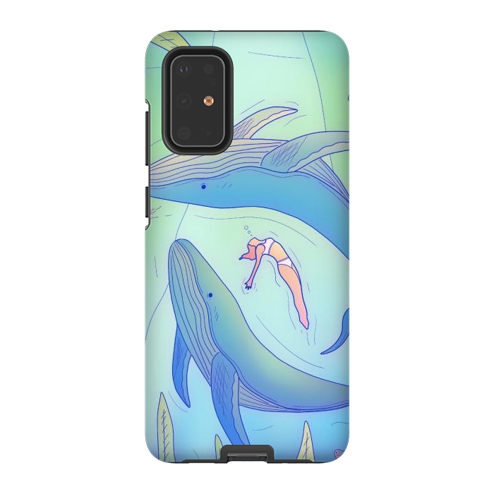 Galaxy S20 Plus StrongFit The girl and the whales by Steve Wade (Swade)