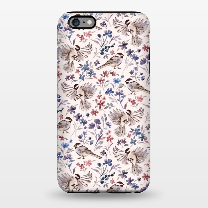 iPhone 6/6s plus StrongFit Chickadees and Wildflowers on Cream by Micklyn Le Feuvre