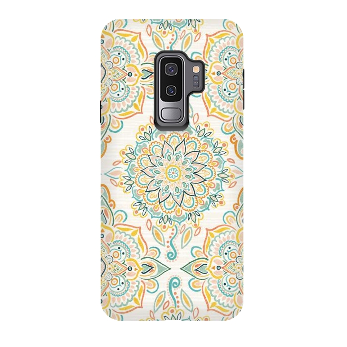 Galaxy S9 plus StrongFit Retro Spring Folk Art Diamonds by Tangerine-Tane