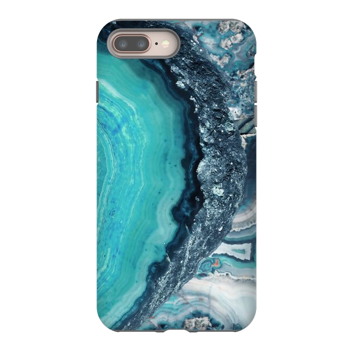 iPhone 7 plus StrongFit Turquoise silver geode precious stone by Oana 