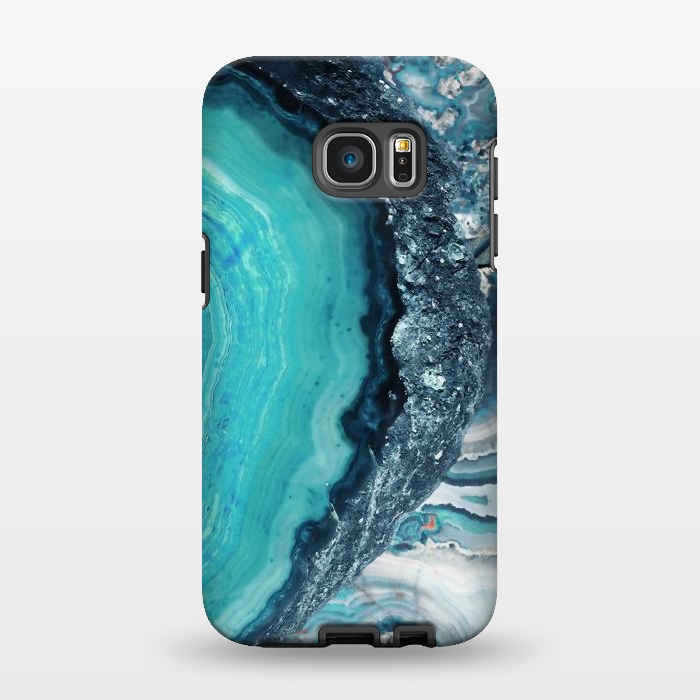 Galaxy S7 EDGE StrongFit Turquoise silver geode precious stone by Oana 