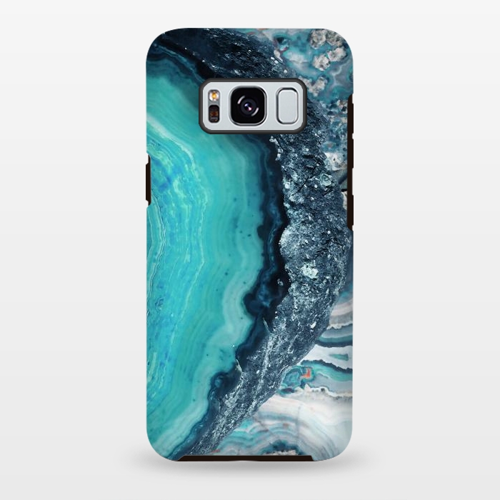 Galaxy S8 plus StrongFit Turquoise silver geode precious stone by Oana 