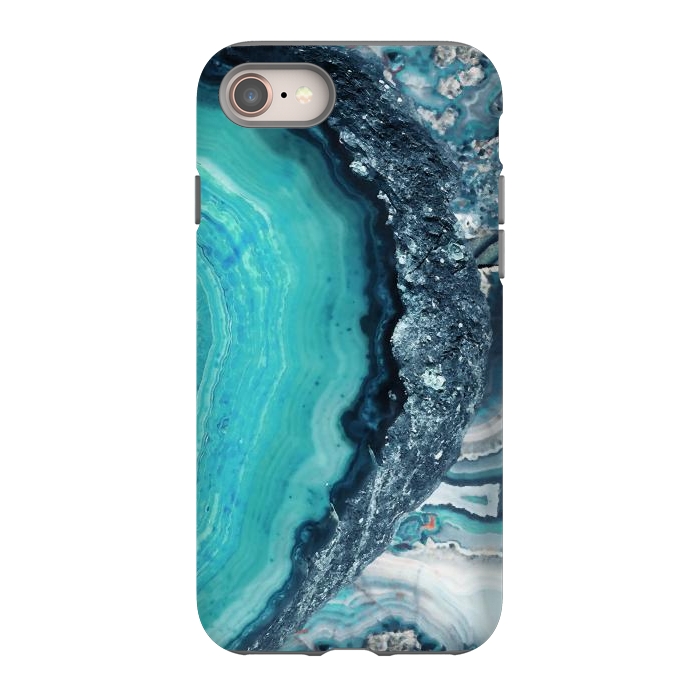 iPhone 8 StrongFit Turquoise silver geode precious stone by Oana 