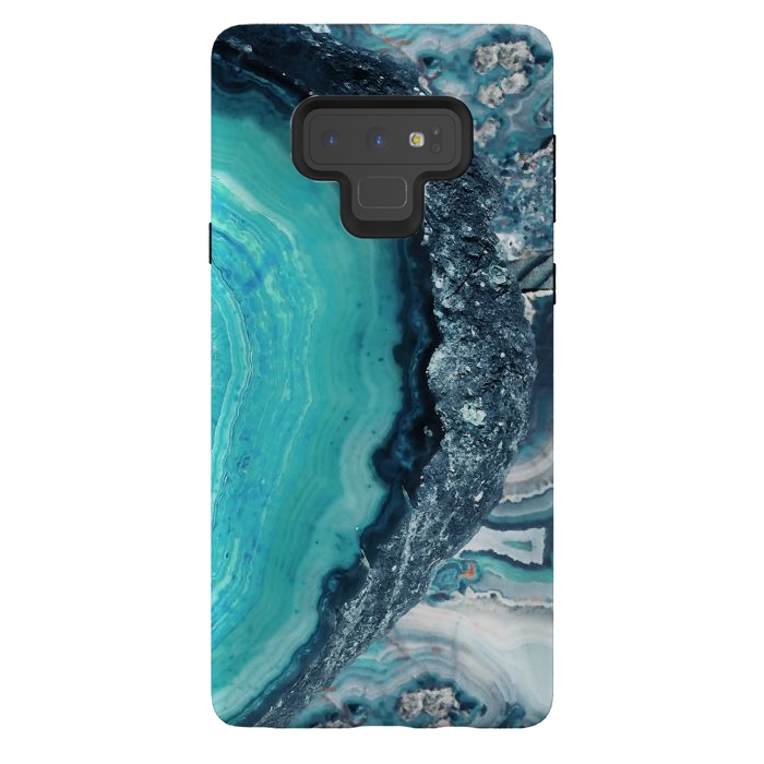 Galaxy Note 9 StrongFit Turquoise silver geode precious stone by Oana 