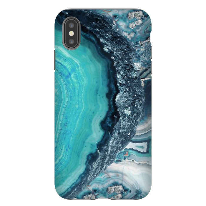 iPhone Xs Max StrongFit Turquoise silver geode precious stone by Oana 
