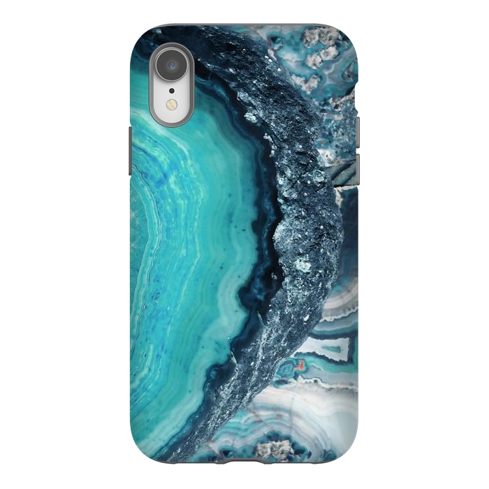 iPhone Xr StrongFit Turquoise silver geode precious stone by Oana 