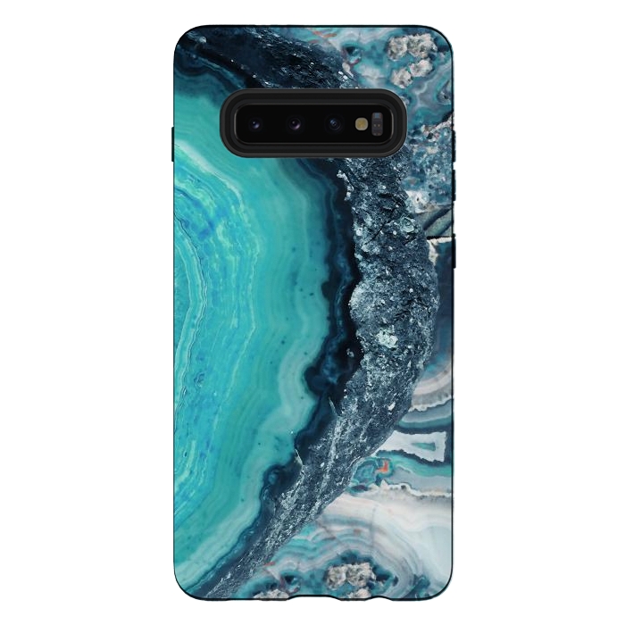 Galaxy S10 plus StrongFit Turquoise silver geode precious stone by Oana 