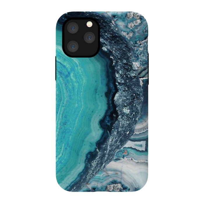 iPhone 11 Pro StrongFit Turquoise silver geode precious stone by Oana 