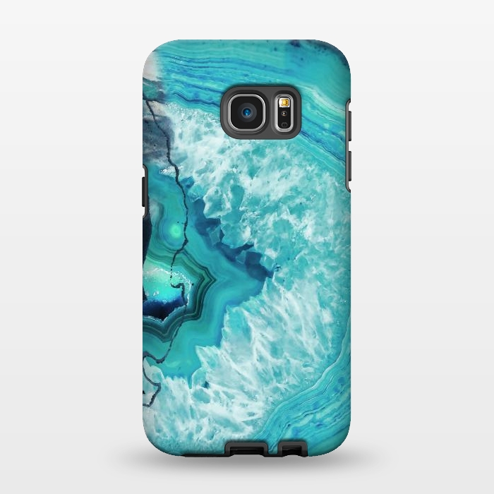 Galaxy S7 EDGE StrongFit Turquoise agate geode marble by Oana 