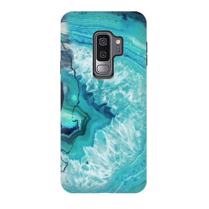 Galaxy S9 plus StrongFit Turquoise agate geode marble by Oana 