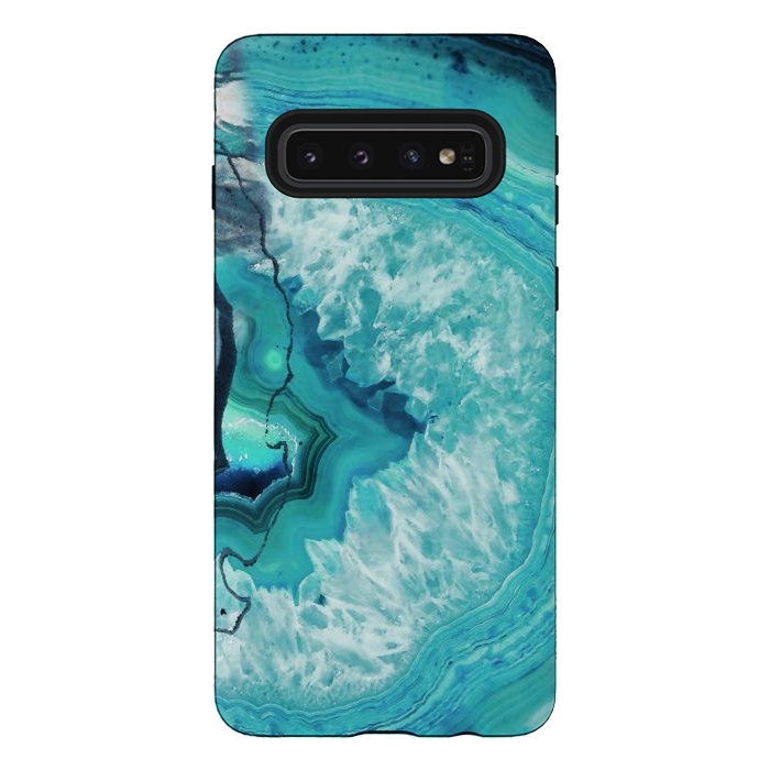 Galaxy S10 StrongFit Turquoise agate geode marble by Oana 