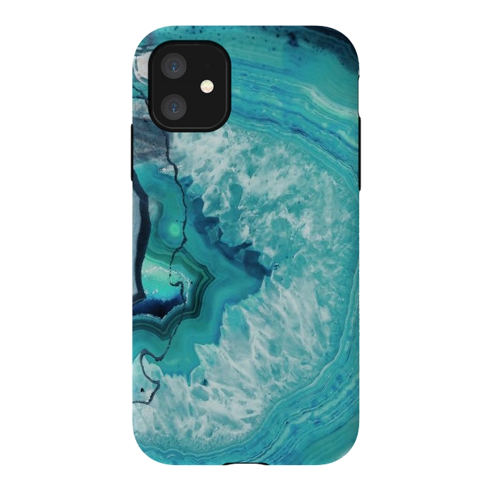 iPhone 11 StrongFit Turquoise agate geode marble by Oana 
