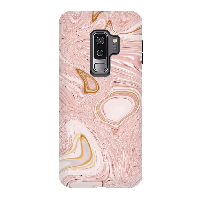 Galaxy S9 plus StrongFit Golden pink marble by Martina