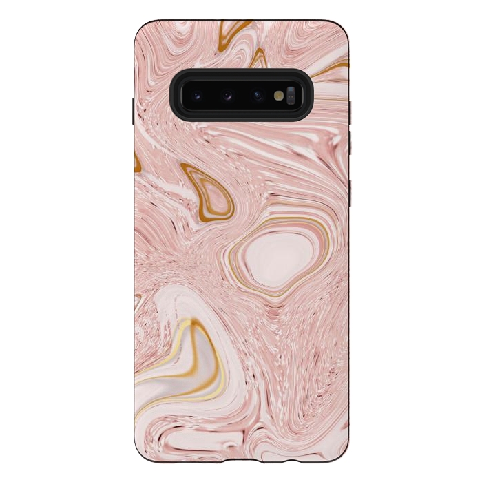 Galaxy S10 plus StrongFit Golden pink marble by Martina
