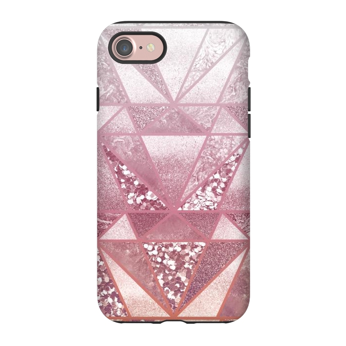 iPhone 7 StrongFit Pink and rose gold gradient glitter tiles by Oana 