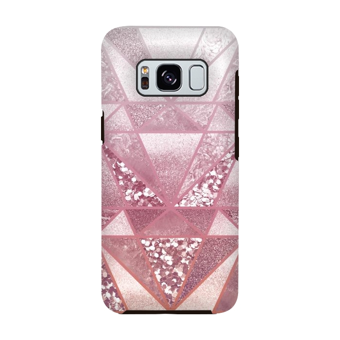 Galaxy S8 StrongFit Pink and rose gold gradient glitter tiles by Oana 