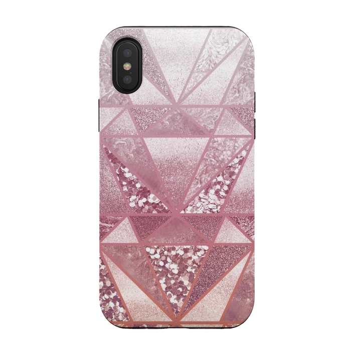 iPhone Xs / X StrongFit Pink and rose gold gradient glitter tiles by Oana 
