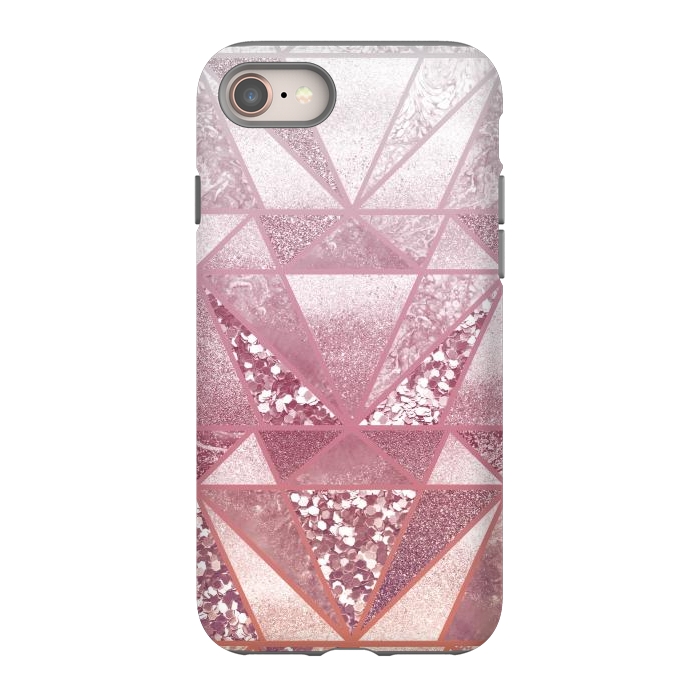 iPhone 8 StrongFit Pink and rose gold gradient glitter tiles by Oana 