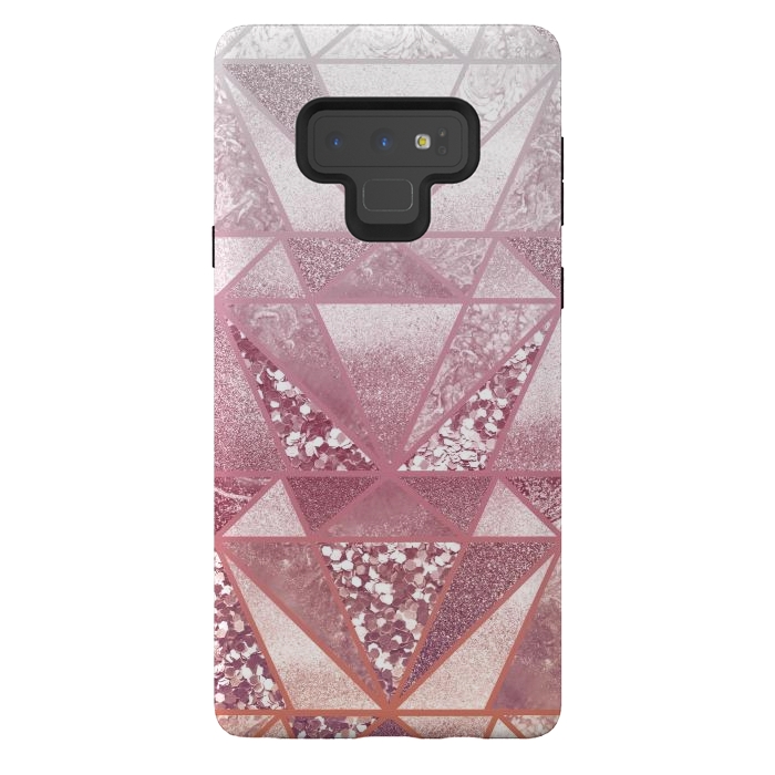 Galaxy Note 9 StrongFit Pink and rose gold gradient glitter tiles by Oana 