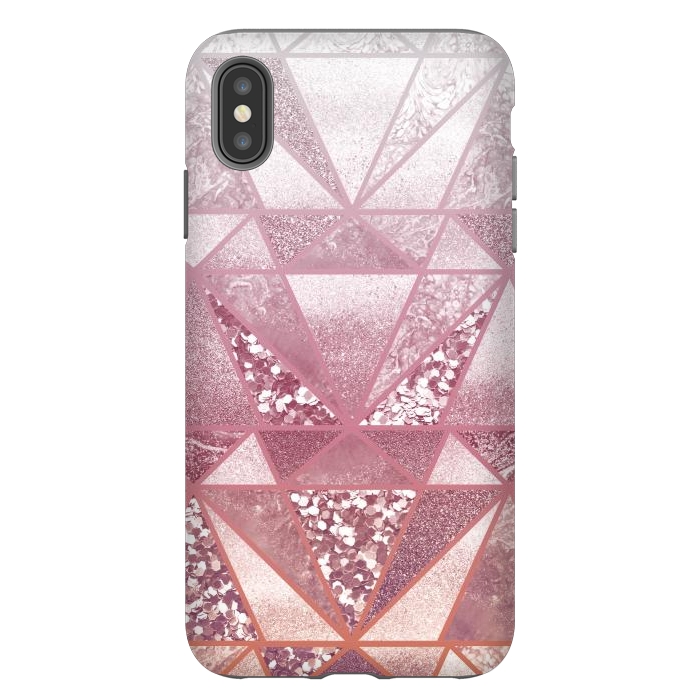 iPhone Xs Max StrongFit Pink and rose gold gradient glitter tiles by Oana 