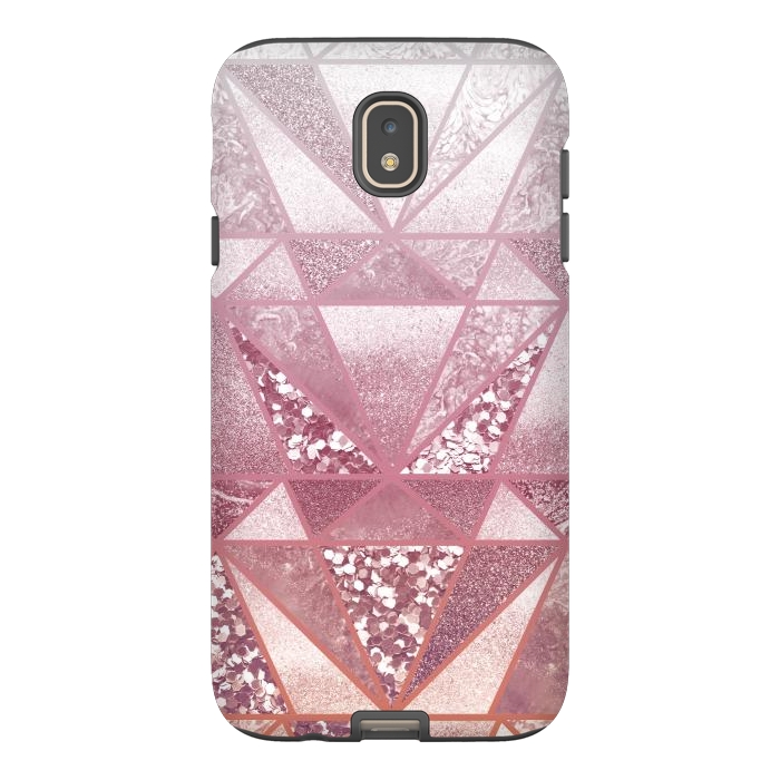 Galaxy J7 StrongFit Pink and rose gold gradient glitter tiles by Oana 