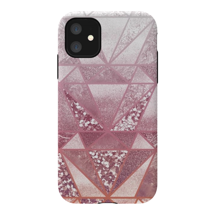 iPhone 11 StrongFit Pink and rose gold gradient glitter tiles by Oana 