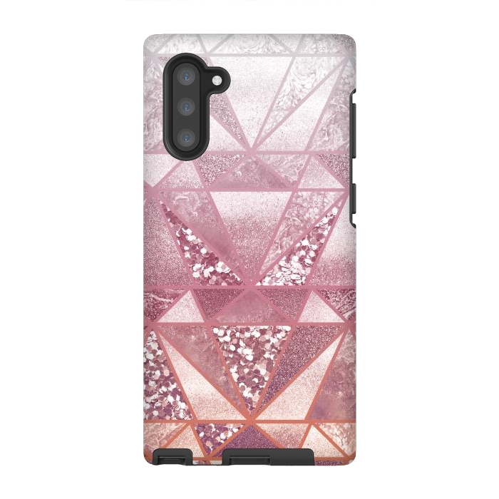Galaxy Note 10 StrongFit Pink and rose gold gradient glitter tiles by Oana 