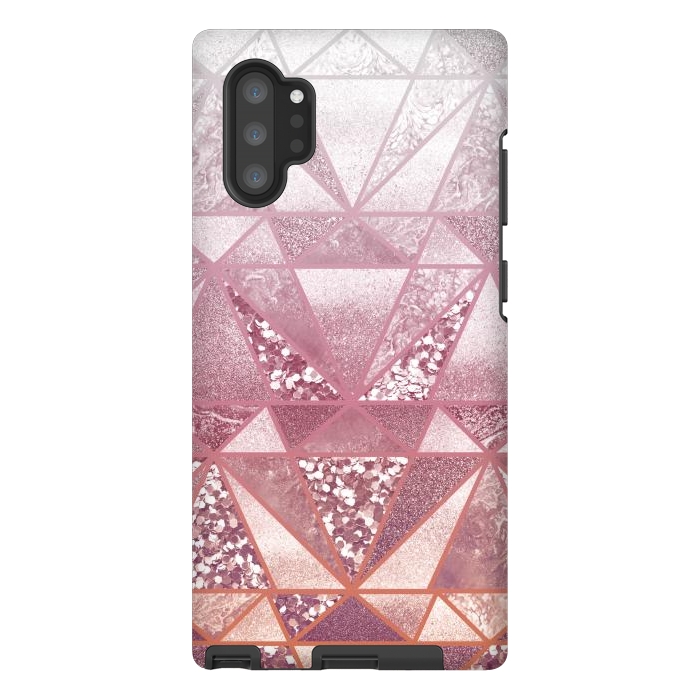 Galaxy Note 10 plus StrongFit Pink and rose gold gradient glitter tiles by Oana 
