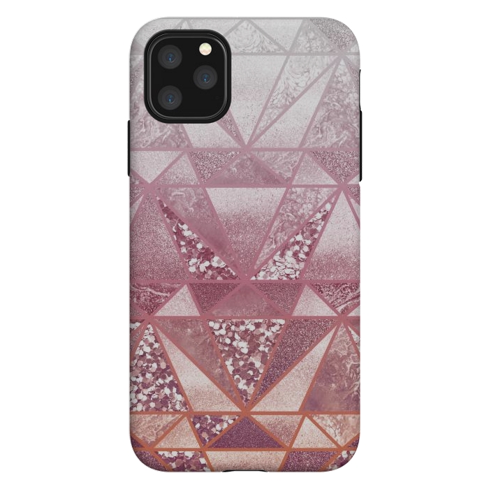 iPhone 11 Pro Max StrongFit Pink and rose gold gradient glitter tiles by Oana 