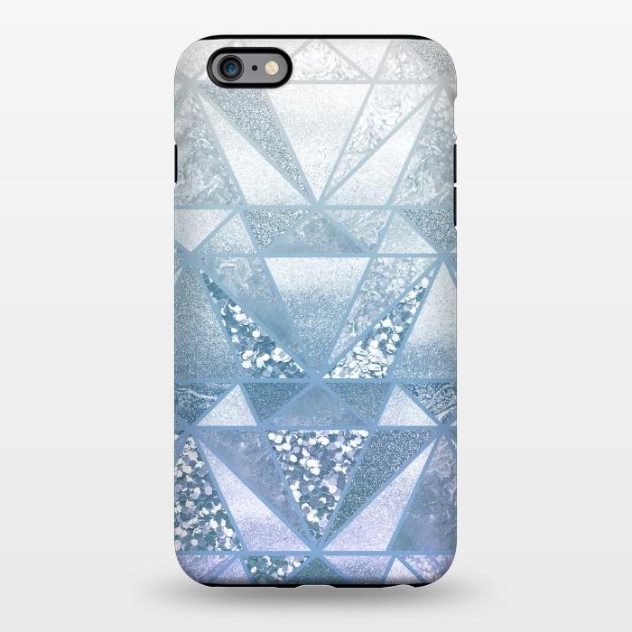 iPhone 6/6s plus StrongFit Faded blue silver glitter mosaic by Oana 