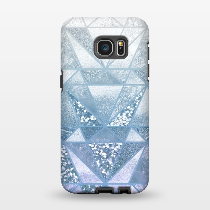 Galaxy S7 EDGE StrongFit Faded blue silver glitter mosaic by Oana 