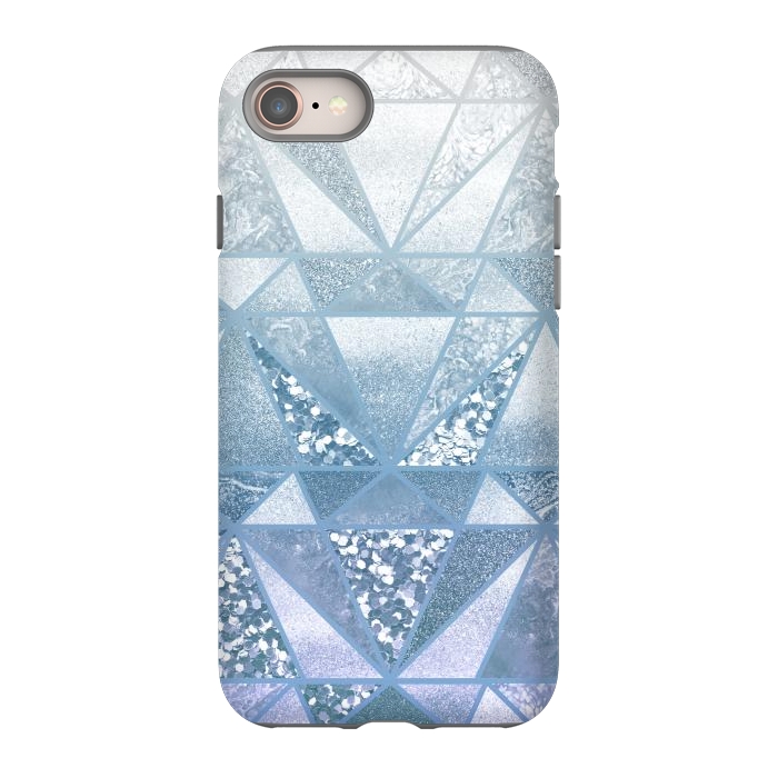 iPhone 8 StrongFit Faded blue silver glitter mosaic by Oana 