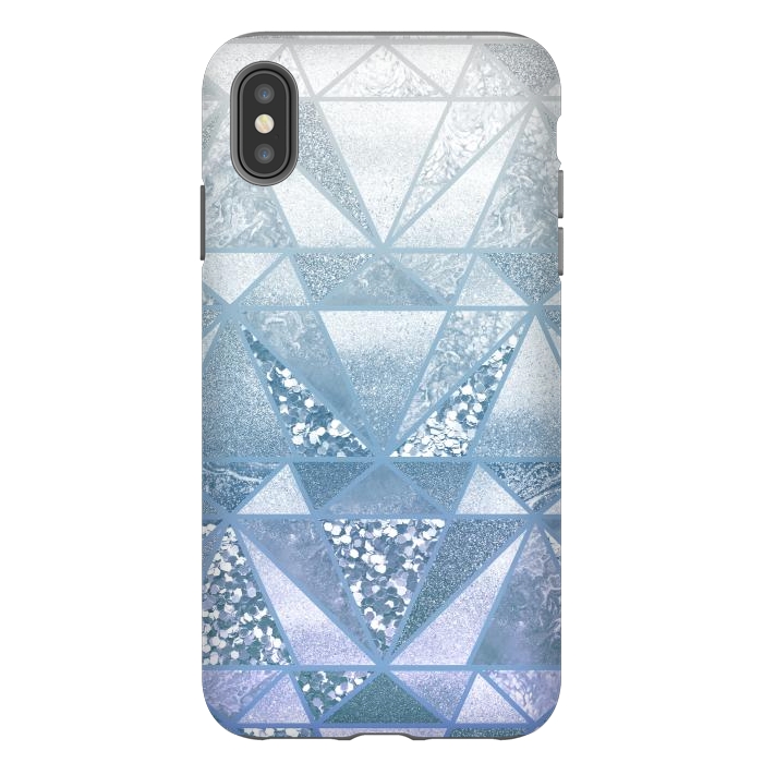 iPhone Xs Max StrongFit Faded blue silver glitter mosaic by Oana 