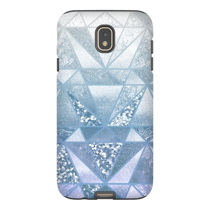 Galaxy J7 StrongFit Faded blue silver glitter mosaic by Oana 