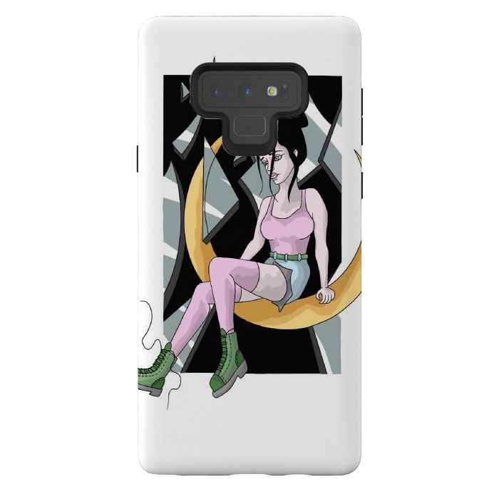 Galaxy Note 9 StrongFit Moon girl by Evaldas Gulbinas 
