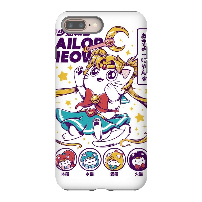 iPhone 8 plus StrongFit Sailor Meow II por Ilustrata