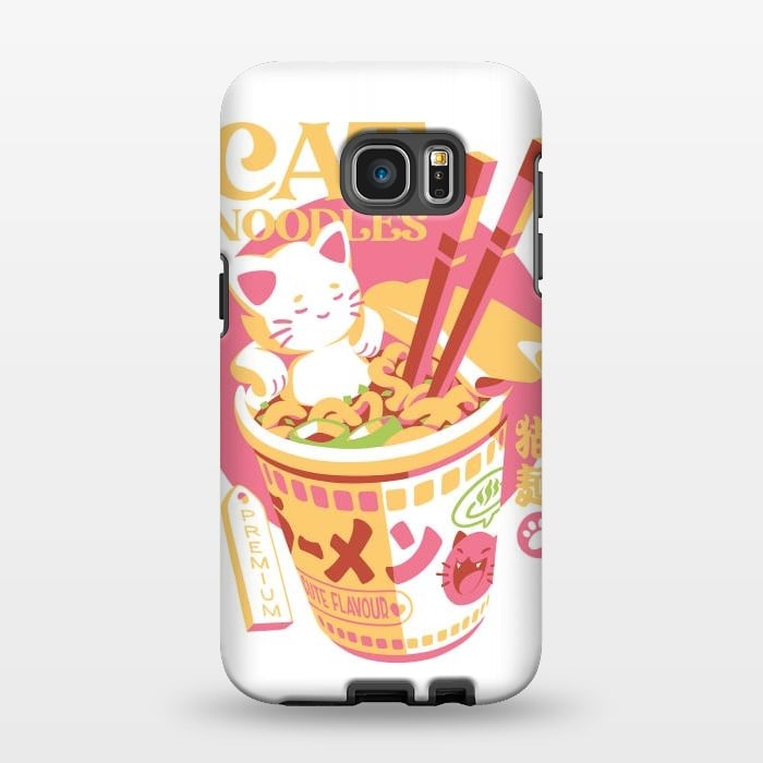 Galaxy S7 EDGE StrongFit Cat Noodles by Ilustrata