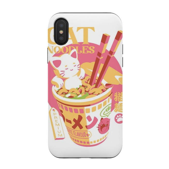 iPhone Xs / X StrongFit Cat Noodles by Ilustrata