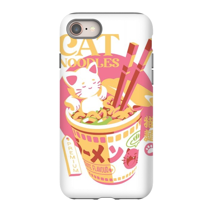 iPhone 8 StrongFit Cat Noodles by Ilustrata