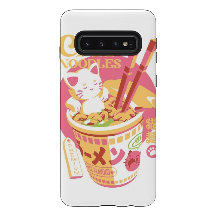 Galaxy S10 StrongFit Cat Noodles by Ilustrata