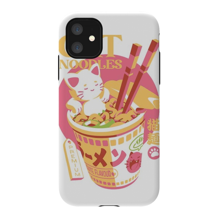 iPhone 11 StrongFit Cat Noodles by Ilustrata