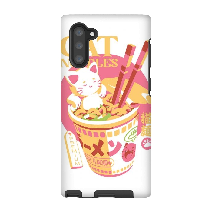Galaxy Note 10 StrongFit Cat Noodles by Ilustrata