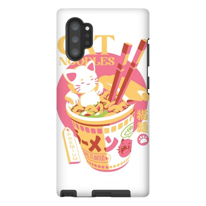 Galaxy Note 10 plus StrongFit Cat Noodles by Ilustrata