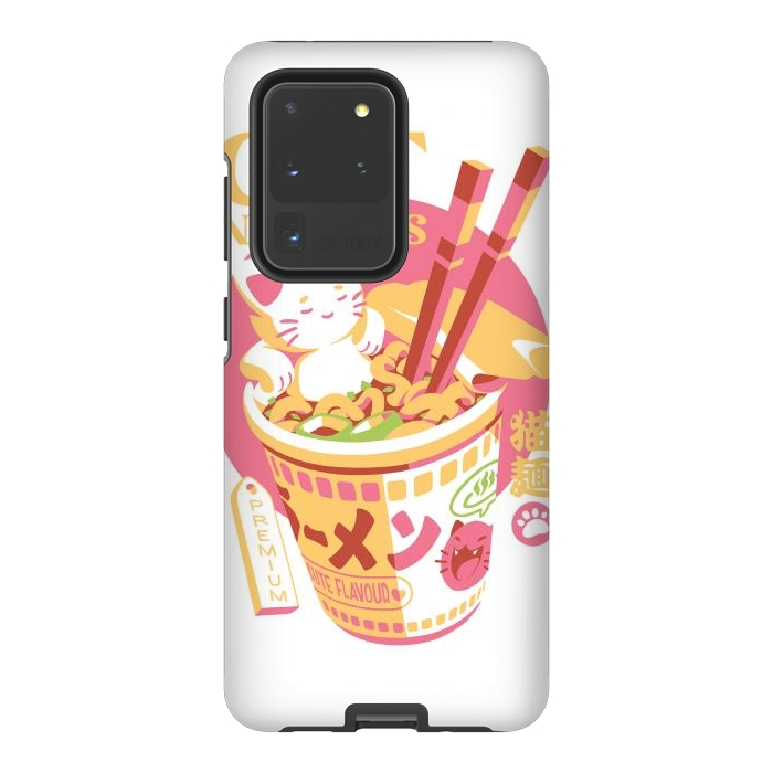 Galaxy S20 Ultra StrongFit Cat Noodles by Ilustrata