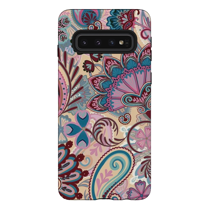 Galaxy S10 StrongFit Paisley Flowers Design by ArtsCase