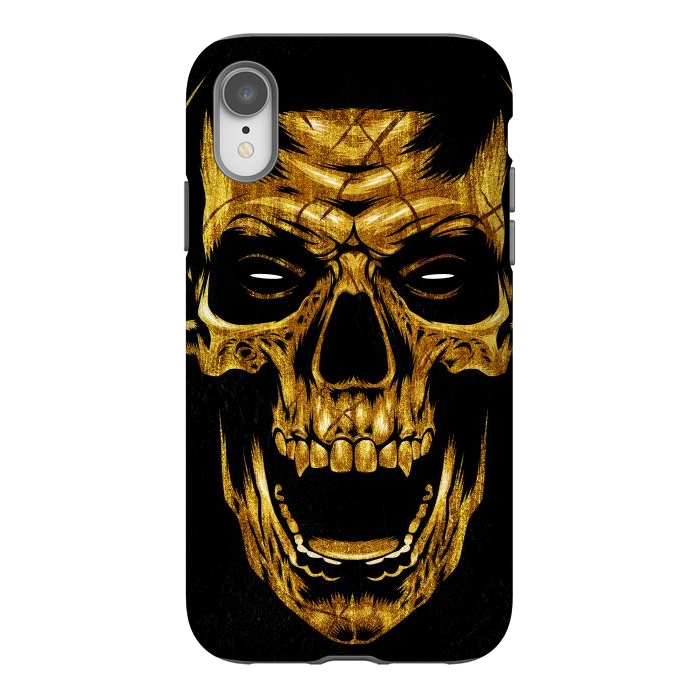iPhone Xr StrongFit Golden Skull by Alberto