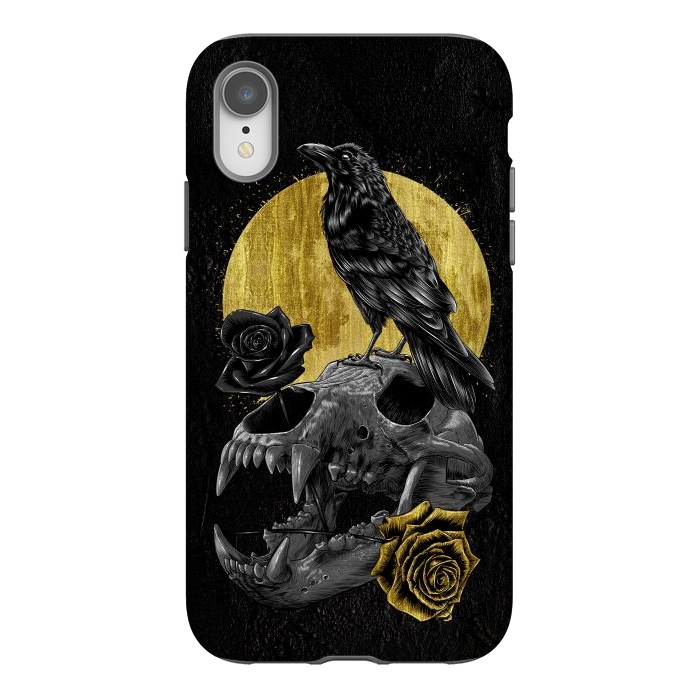 iPhone Xr StrongFit Skull Crow by Alberto