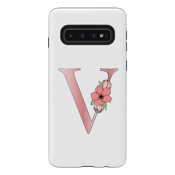 Galaxy S10 StrongFit Monogram Letter V by Martina